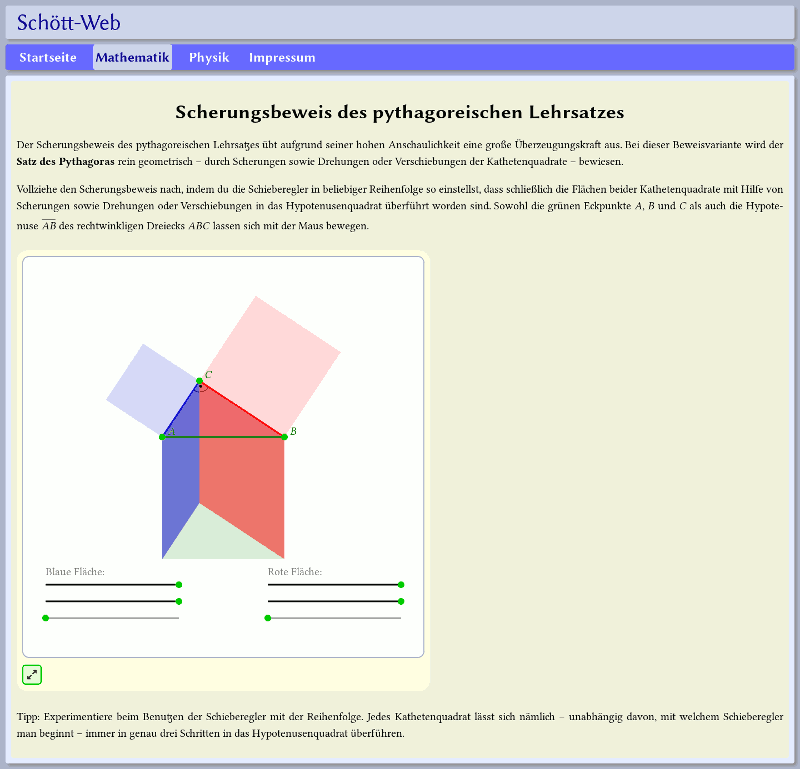 Vorschaubild: Scherungsbeweis des pythagoreischen Lehrsatzes