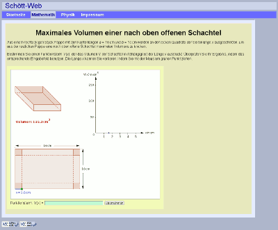 Vorschaubild: Maximales Volumen einer nach oben offenen Schachtel