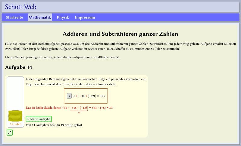 Vorschaubild: Addieren und Subtrahieren ganzer Zahlen