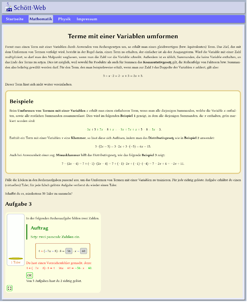 Vorschaubild: Terme mit einer Variablen umformen