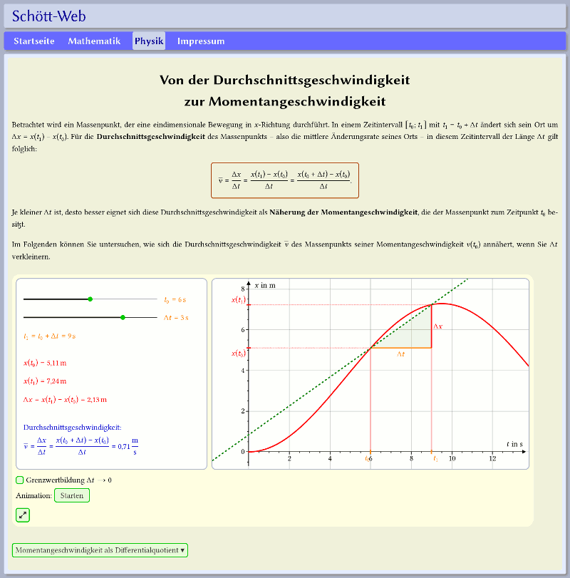 Vorschaubild: Von der Durchschnittsgeschwindigkeit zur Momentangeschwindigkeit